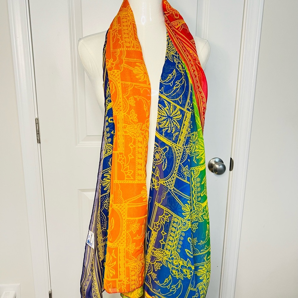 Vibrant Multicolor Multi Purpose Beach Scarf With… - image 6